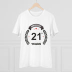 Generic Men's PC Cotton 21st Anniversary Printed T Shirt (Color: White, Thread Count: 180GSM)