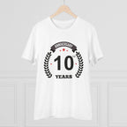 Generic Men's PC Cotton 10th Anniversary Printed T Shirt (Color: White, Thread Count: 180GSM)