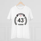 Generic Men's PC Cotton 43rd Anniversary Printed T Shirt (Color: White, Thread Count: 180GSM)