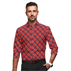 Generic Men's Cotton Blended Checked Full Sleeve Shirt (Red)