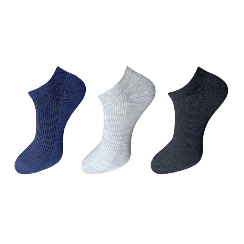 Generic 3_Pair Set Unisex Casual Cotton Solid Ankle Length Socks (Multicolor)