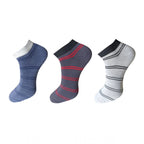 Generic 3_Pair Set Unisex Casual Cotton Striped Ankle Length Socks (Multicolor)