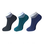Generic 3_Pair Set Unisex Casual Cotton Striped Ankle Length Socks (Multicolor)
