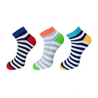 Generic 3_Pair Set Unisex Casual Cotton Striped Ankle Length Socks (Multicolor)