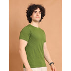 Generic Men's Casual Cotton Printed Round Neck Half Sleeve T-Shirt (Green)