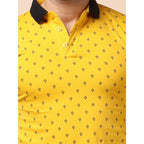 Generic Men's Casual Cotton Printed Polo Neck Half Sleeve T-Shirt (Yellow)