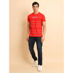Generic Men's Casual Cotton Printed Round Neck Half Sleeve T-Shirt (Red)