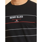 Generic Men's Casual Cotton Printed Round Neck Half Sleeve T-Shirt (Black)