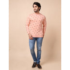 Generic Men's Casual Cotton Printed Round Neck Full Sleeve Sweat T-Shirt (Peach)