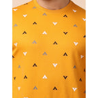 Generic Men's Casual Cotton Printed Round Neck Full Sleeve Sweat T-Shirt (Mustard)