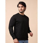 Generic Men's Casual Cotton Printed Round Neck Full Sleeve Sweat T-Shirt (Black)