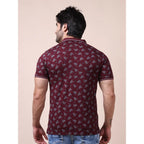 Generic Men's Casual Cotton Printed Polo Neck Half Sleeve T-Shirt (Plum)
