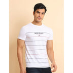 Generic Men's Casual Cotton Printed Round Neck Half Sleeve T-Shirt (White)