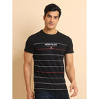 Generic Men's Casual Cotton Printed Round Neck Half Sleeve T-Shirt (Black)