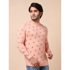 Generic Men's Casual Cotton Printed Round Neck Full Sleeve Sweat T-Shirt (Peach)