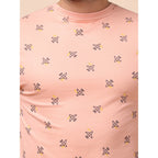 Generic Men's Casual Cotton Printed Round Neck Full Sleeve Sweat T-Shirt (Peach)
