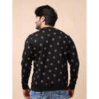 Generic Men's Casual Cotton Printed Round Neck Full Sleeve Sweat T-Shirt (Black)