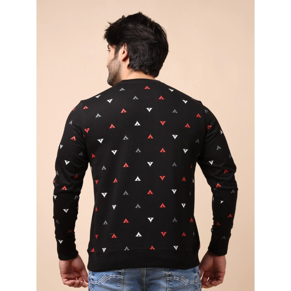 Generic Men's Casual Cotton Printed Round Neck Full Sleeve Sweat T-Shirt (Black)