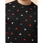 Generic Men's Casual Cotton Printed Round Neck Full Sleeve Sweat T-Shirt (Black)
