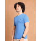 Generic Men's Casual Cotton Printed Round Neck Half Sleeve T-Shirt (LightBlue)