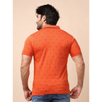 Generic Men's Casual Cotton Printed Polo Neck Half Sleeve T-Shirt (Rust)