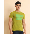 Generic Men's Casual Cotton Printed Round Neck Half Sleeve T-Shirt (Green)