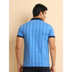 Generic Men's Casual Cotton Printed Polo Neck Half Sleeve T-Shirt (LightBlue)