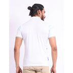 Generic Men's Casual Cotton Printed Polo Neck Half Sleeve T-Shirt (White)