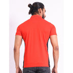 Generic Men's Casual Cotton Printed Polo Neck Half Sleeve T-Shirt (Red)