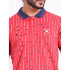Generic Men's Casual Cotton Printed Polo Neck Half Sleeve T-Shirt (Red)