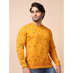 Generic Men's Casual Cotton Printed Round Neck Full Sleeve Sweat T-Shirt (Mustard)