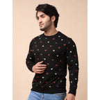 Generic Men's Casual Cotton Printed Round Neck Full Sleeve Sweat T-Shirt (Black)