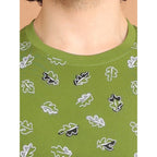 Generic Men's Casual Cotton Printed Round Neck Half Sleeve T-Shirt (Green)