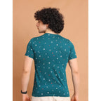 Generic Men's Casual Cotton Printed Round Neck Half Sleeve T-Shirt (Green)