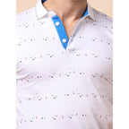 Generic Men's Casual Cotton Printed Polo Neck Half Sleeve T-Shirt (White)