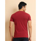 Generic Men's Casual Cotton Printed Round Neck Half Sleeve T-Shirt (Maroon)