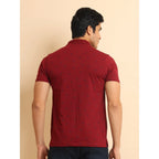Generic Men's Casual Cotton Printed Polo Neck Half Sleeve T-Shirt (Red)