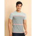 Generic Men's Casual Cotton Printed Round Neck Half Sleeve T-Shirt (Grey)