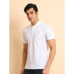 Generic Men's Casual Cotton Printed Polo Neck Half Sleeve T-Shirt (White)