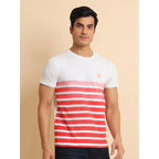 Generic Men's Casual Cotton Printed Round Neck Half Sleeve T-Shirt (Red)