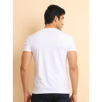 Generic Men's Casual Cotton Printed Round Neck Half Sleeve T-Shirt (White)