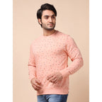 Generic Men's Casual Cotton Printed Round Neck Full Sleeve Sweat T-Shirt (Peach)