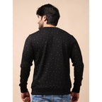 Generic Men's Casual Cotton Printed Round Neck Full Sleeve Sweat T-Shirt (Black)