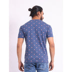 Generic Men's Casual Cotton Printed Round Neck Half Sleeve T-Shirt (Blue)