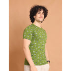 Generic Men's Casual Cotton Printed Round Neck Half Sleeve T-Shirt (Green)