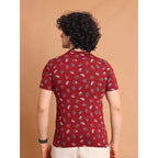 Generic Men's Casual Cotton Printed Round Neck Half Sleeve T-Shirt (Maroon)