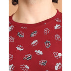 Generic Men's Casual Cotton Printed Round Neck Half Sleeve T-Shirt (Maroon)
