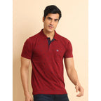Generic Men's Casual Cotton Printed Polo Neck Half Sleeve T-Shirt (Red)
