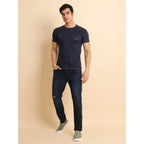 Generic Men's Casual Cotton Solid Round Neck Half Sleeve T-Shirt (Navy)