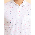 Generic Men's Casual Cotton Printed Polo Neck Half Sleeve T-Shirt (White)
